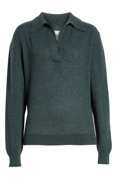 Shop Khaite Jo Stretch Cashmere Polo Sweater In Forest Green