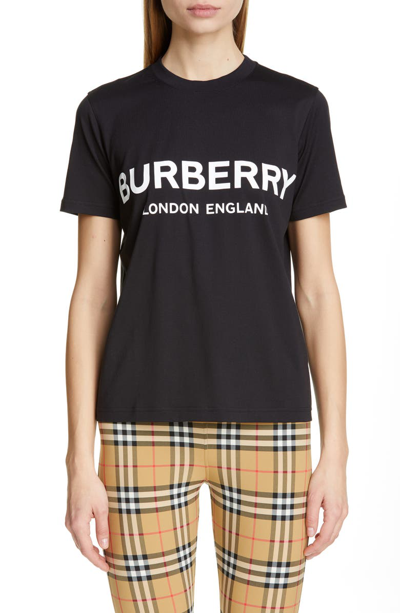 Shop Burberry Logo Print Tee In Black