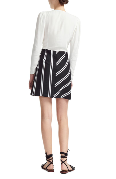 Shop Maje Rolim Stripe Skirt Crepe Fit & Flare Dress In Black/ White