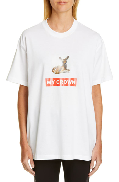 Shop Burberry Carrick Deer Graphic Tee In White