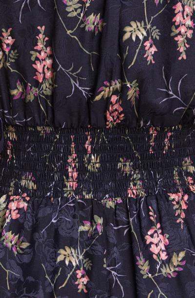 Shop Rebecca Taylor Ivie Floral Silk Blend Romper In Navy Combo
