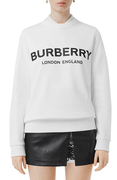 Shop Burberry Fairhall Logo Print Sweatshirt In White