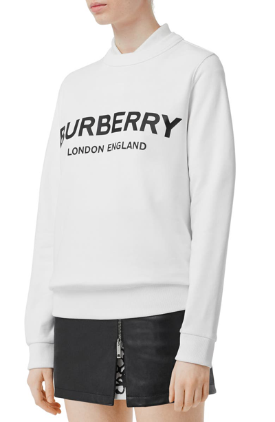 Shop Burberry Fairhall Logo Print Sweatshirt In White