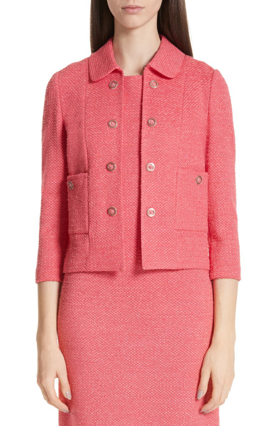 Shop St John Beti Knit Crop Jacket In Coral