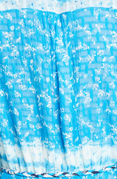 Shop Tanya Taylor Marisa Faux Wrap Silk Blend Dress In Ditsy Floral Stripe - Blue