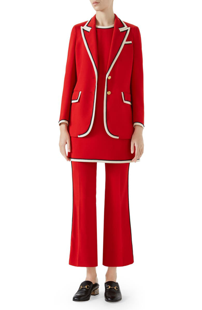 Shop Gucci Peak Lapel Stretch Cady Blazer In Red