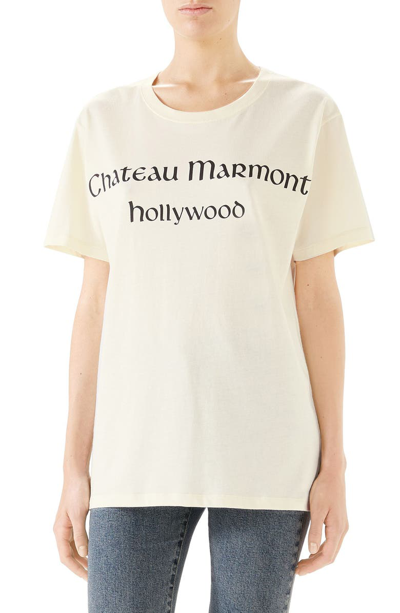 Shop Gucci Chateaugraphic Tee In Sunkissed/ Black