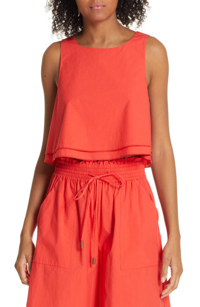 Shop Apiece Apart Sleeveless Typewriter Cotton Crop Top In Red