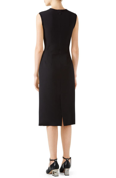 Shop Gucci Bow Neck Sleeveless Cady Crepe Pencil Dress In Black