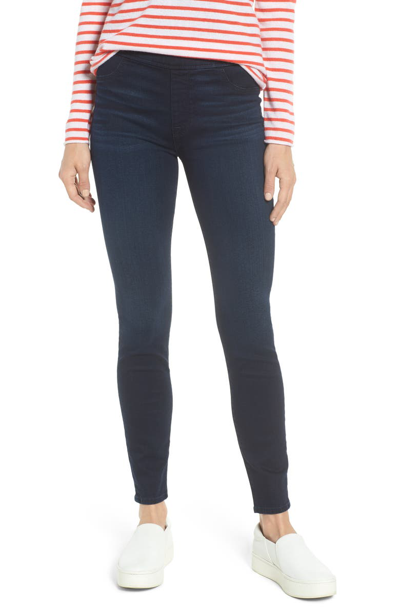 Shop Jen7 Comfort Skinny Denim Leggings In Riche Touch Blue/black