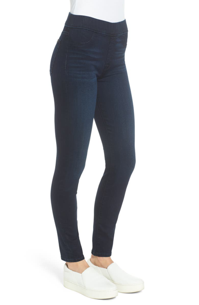 Shop Jen7 Comfort Skinny Denim Leggings In Riche Touch Blue/black