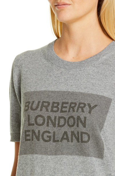 Shop Burberry Logo Cashmere Sweater In Grey