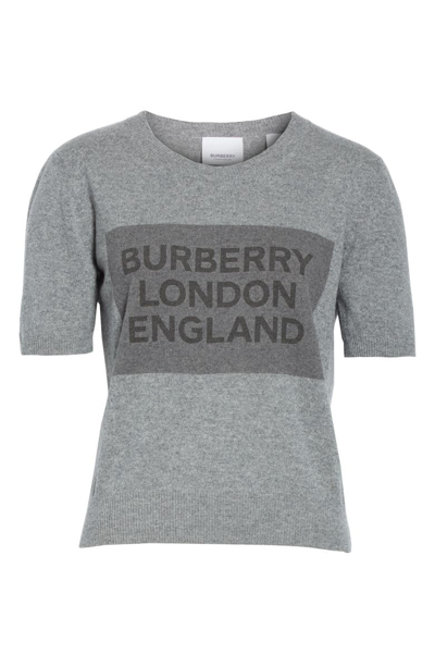 Shop Burberry Logo Cashmere Sweater In Grey