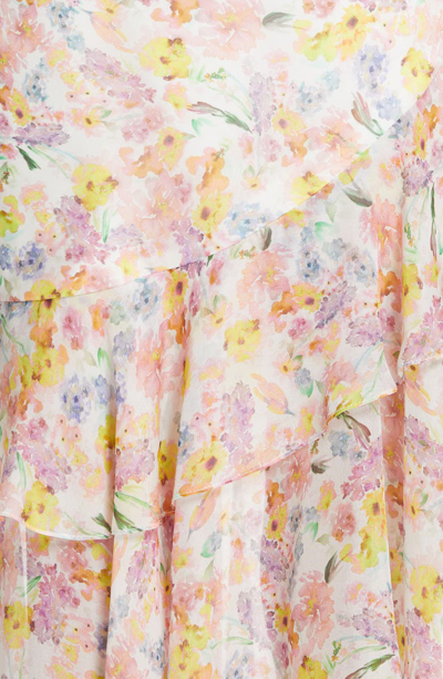 Shop Amur Clayton Floral Print Silk One-shoulder Dress In Multi