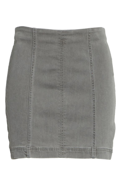 Shop Free People Modern Femme Denim Miniskirt In Light Grey