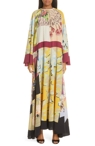 Shop Etro Belted Print Silk Maxi Dress In Multi