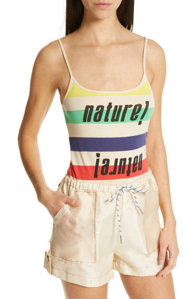 Shop Ganni Stripe Ribbed Tank In Multicolour