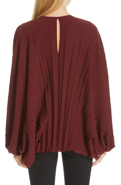 Shop Valentino Soleil Plisse Silk Georgette Blouse In Gar-garnet