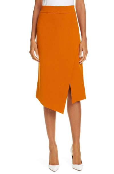 Shop A.l.c Flannery Rib Knit Faux Wrap Skirt In Light Honey