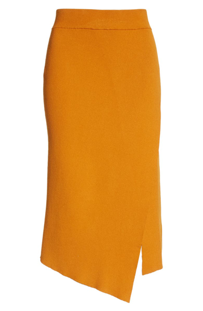 Shop A.l.c Flannery Rib Knit Faux Wrap Skirt In Light Honey