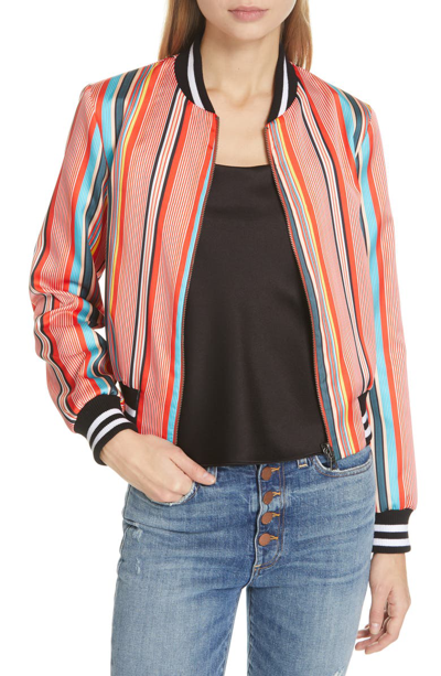 Shop Alice And Olivia Lonnie Reversible Bomber Jacket In Freesia Tile Multi