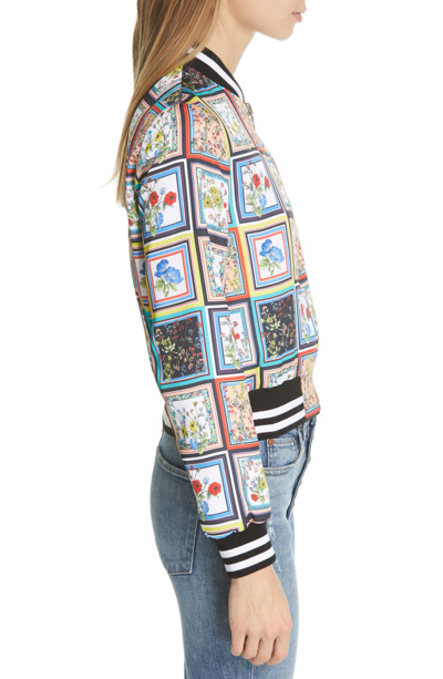 Shop Alice And Olivia Lonnie Reversible Bomber Jacket In Freesia Tile Multi