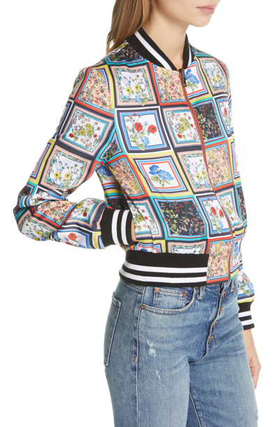 Shop Alice And Olivia Lonnie Reversible Bomber Jacket In Freesia Tile Multi