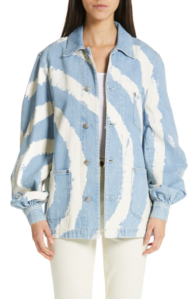 Shop Ganni Oversized Denim Jacket In Bleach Tie Dye