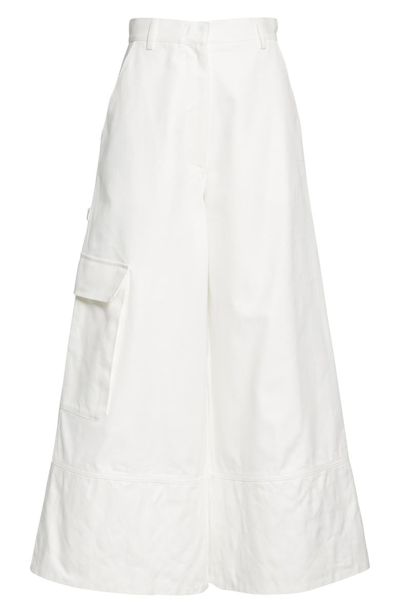 Shop Moncler 1952 Wide Leg Cargo Pants In White