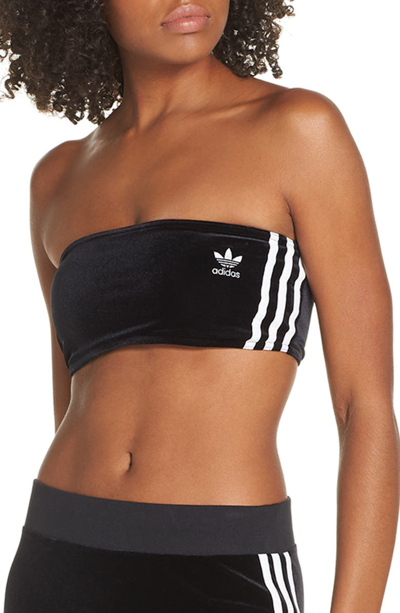 Shop Adidas Originals Originals 3-stripes Strapless Bra In Black