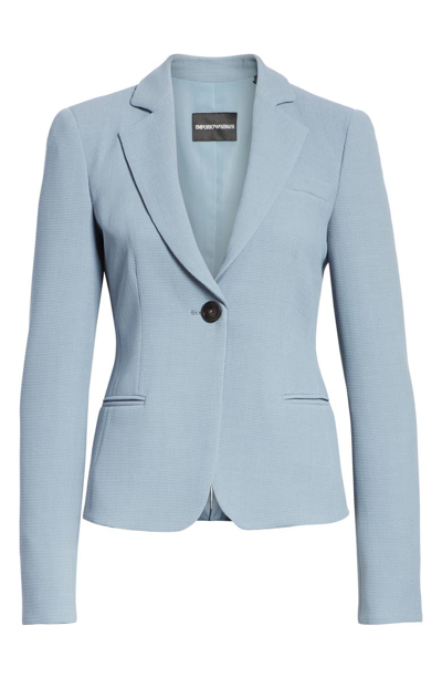 Shop Emporio Armani Woven Jacket In Stone Blue