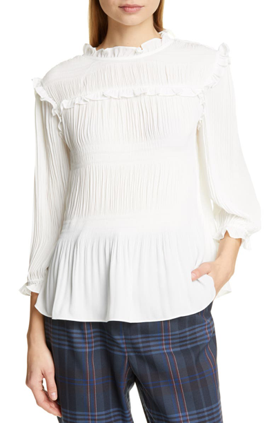 Shop Ted Baker Airlie Pleat High Neck Blouse In Ivory