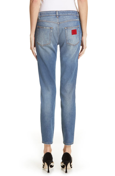 Shop Dolce & Gabbana Logo Plaque Skinny Jeans In Med Blue