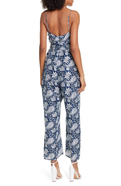 Shop Apiece Apart Ostrea Paisley Silk Jumpsuit In Lucia Floral Navy