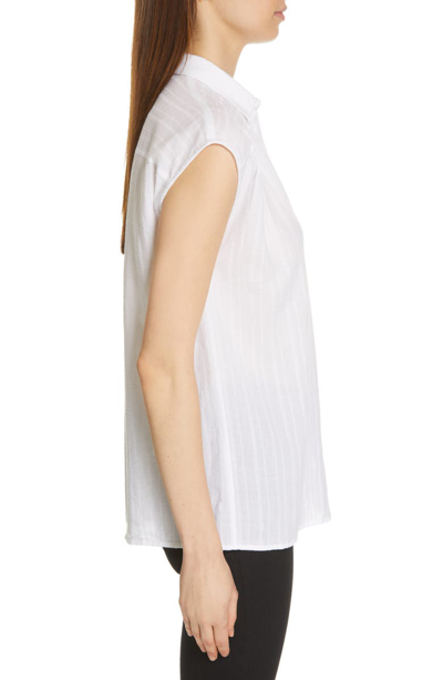 Shop Atm Anthony Thomas Melillo Dobby Stripe Gauze Blouse In White