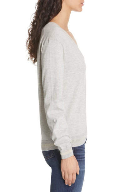 Shop Rag & Bone Kento V-neck Pima Cotton Sweater In Heathered Grey