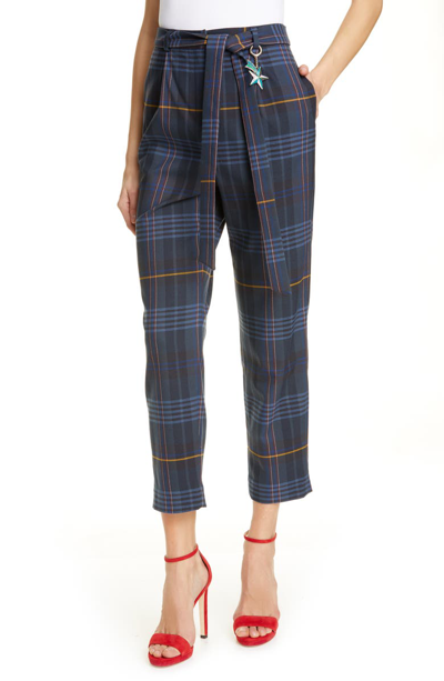 Shop Ted Baker Colour By Numbers Carrie Check Crop Pants In Navy