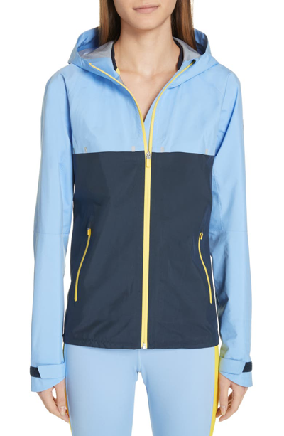 Shop Tory Sport Water Resistant Double Hood Running Jacket In Ace Blue/ Tory Navy