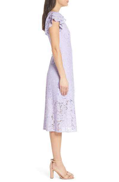 Shop Ali & Jay Ruffle Sleeve Wrap Lace Midi Dress In Lavender