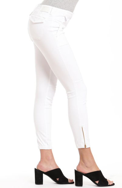 Shop Mavi Jeans Ivy Zip Cuff White Cotton Blend Twill Pants In White Twill