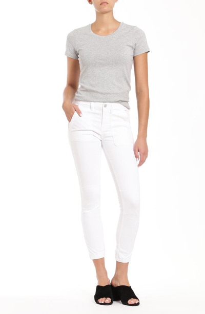 Shop Mavi Jeans Ivy Zip Cuff White Cotton Blend Twill Pants In White Twill