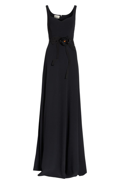 Shop Gucci Bow Embellished A-line Gown In Black