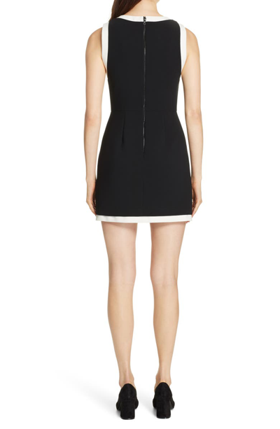 Shop Alice And Olivia Truly Banded Detail Fit & Flare Minidress In Black/ Off White