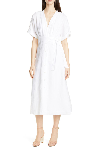 Shop Equipment Nauman Linen Dress In Bright White