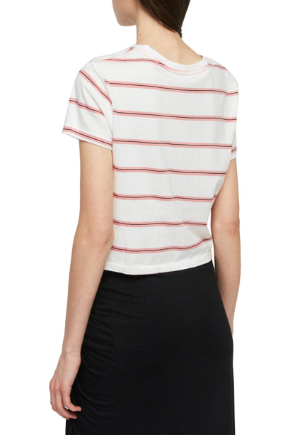 Shop Allsaints Carme Devo Twist Hem Tee In Pink/ Chalk White