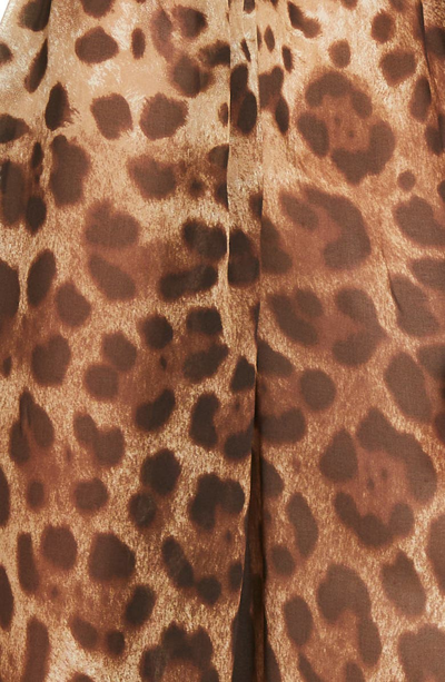 Shop Dolce & Gabbana Leopard Print Tie Neck Silk Blouse