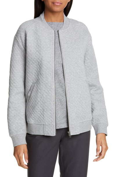 Shop Eileen Fisher Quilted Organic Cotton Flight Jacket In Moon