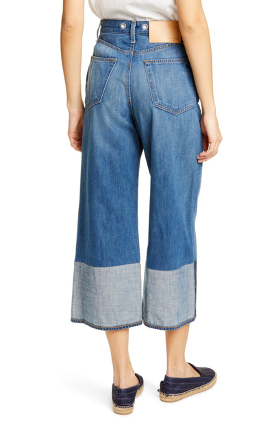 Shop Rag & Bone Haru Reverse Cuff Wide Leg Crop Jeans In Wren