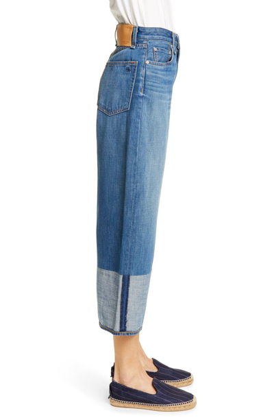 Shop Rag & Bone Haru Reverse Cuff Wide Leg Crop Jeans In Wren