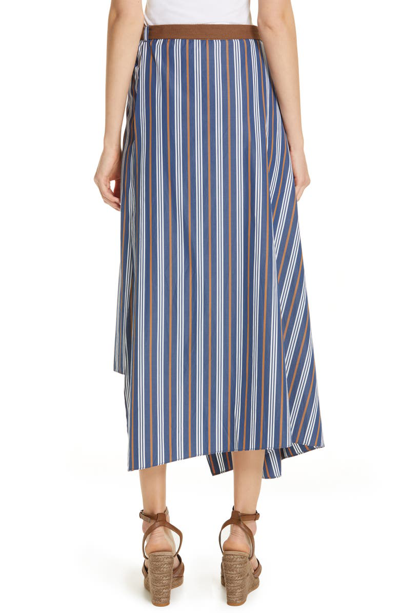 Shop Brunello Cucinelli Stripe Cotton Poplin Wrap Skirt In Oxford